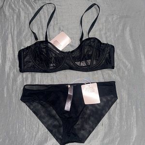 Savage X Mesh bra with removable straps 36B and panty size Small. Unused, tags.